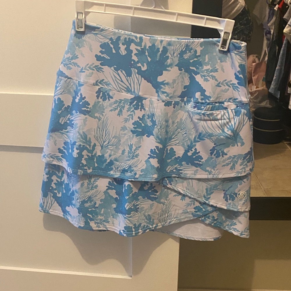 Tropical Blue and White Layered Skirt